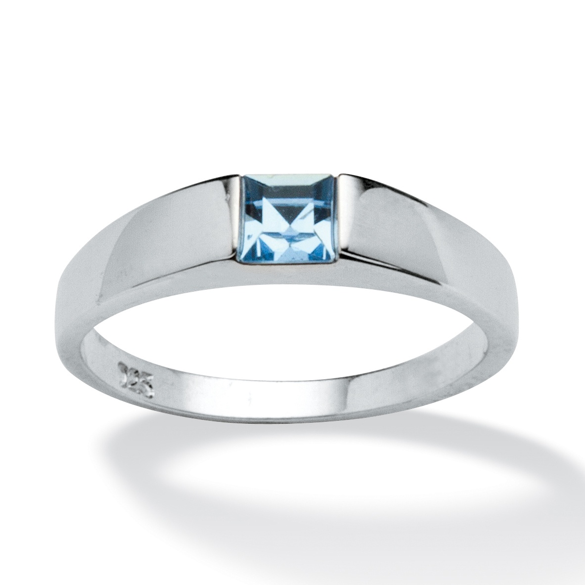 Sterling Silver Princess-Cut Birthstone Stackable Ring