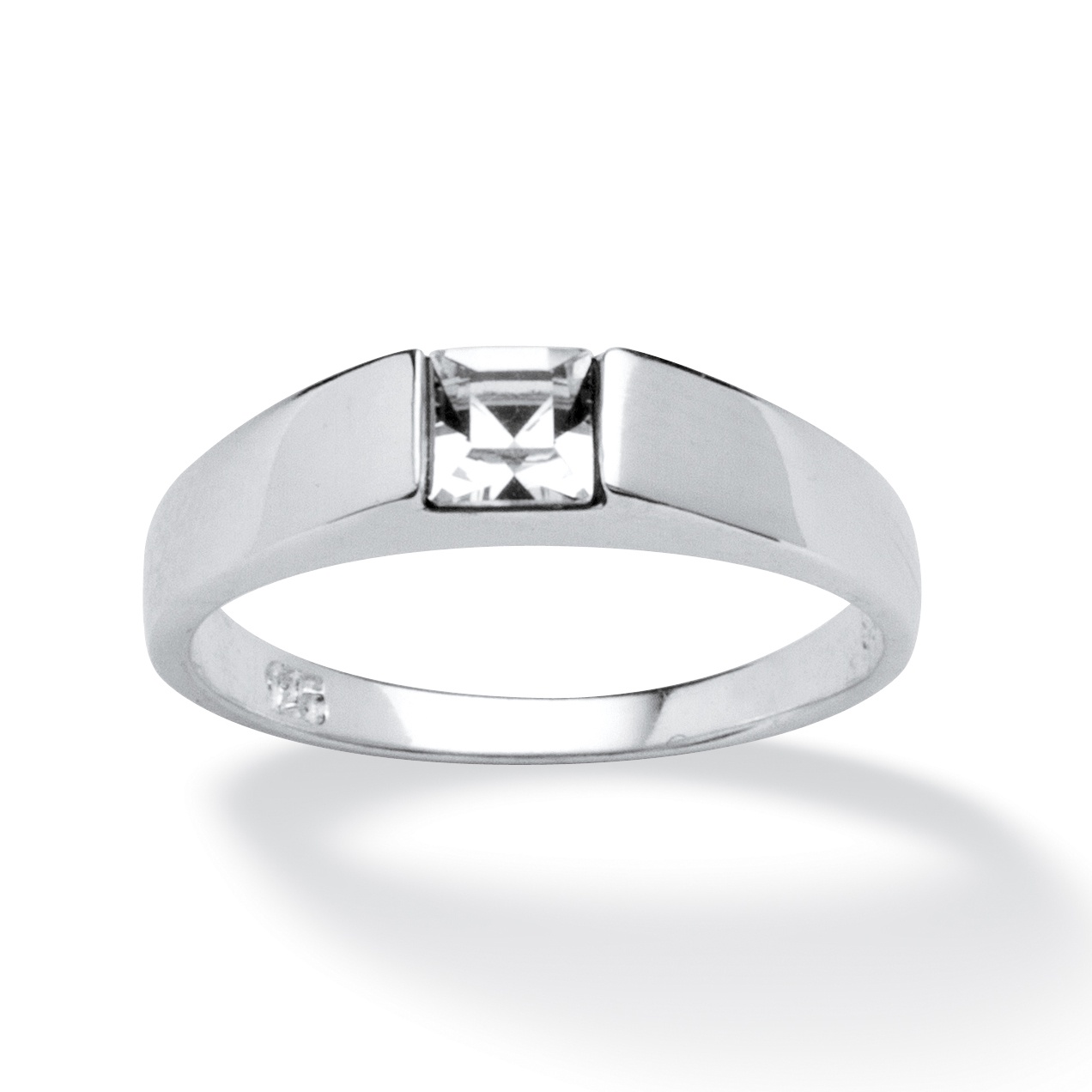 Sterling Silver Princess-Cut Birthstone Stackable Ring