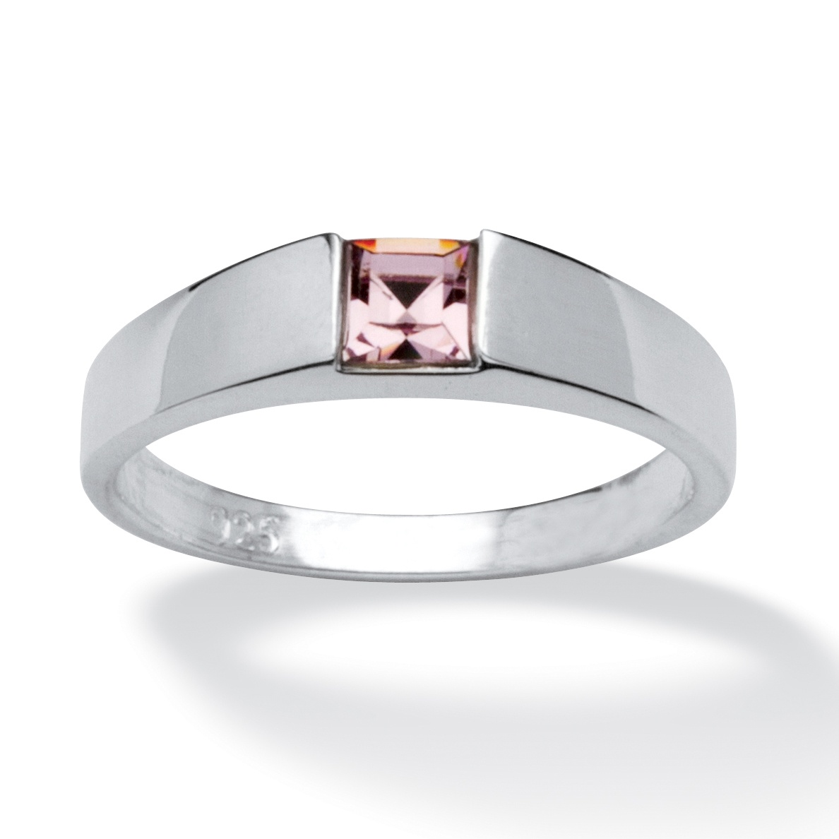Sterling Silver Princess-Cut Birthstone Stackable Ring