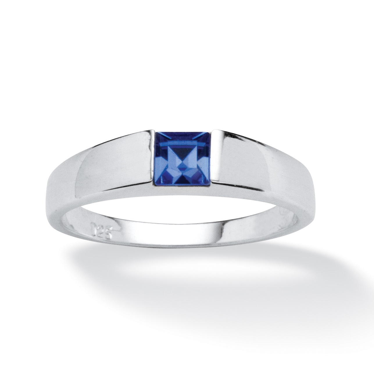 Sterling Silver Princess-Cut Birthstone Stackable Ring