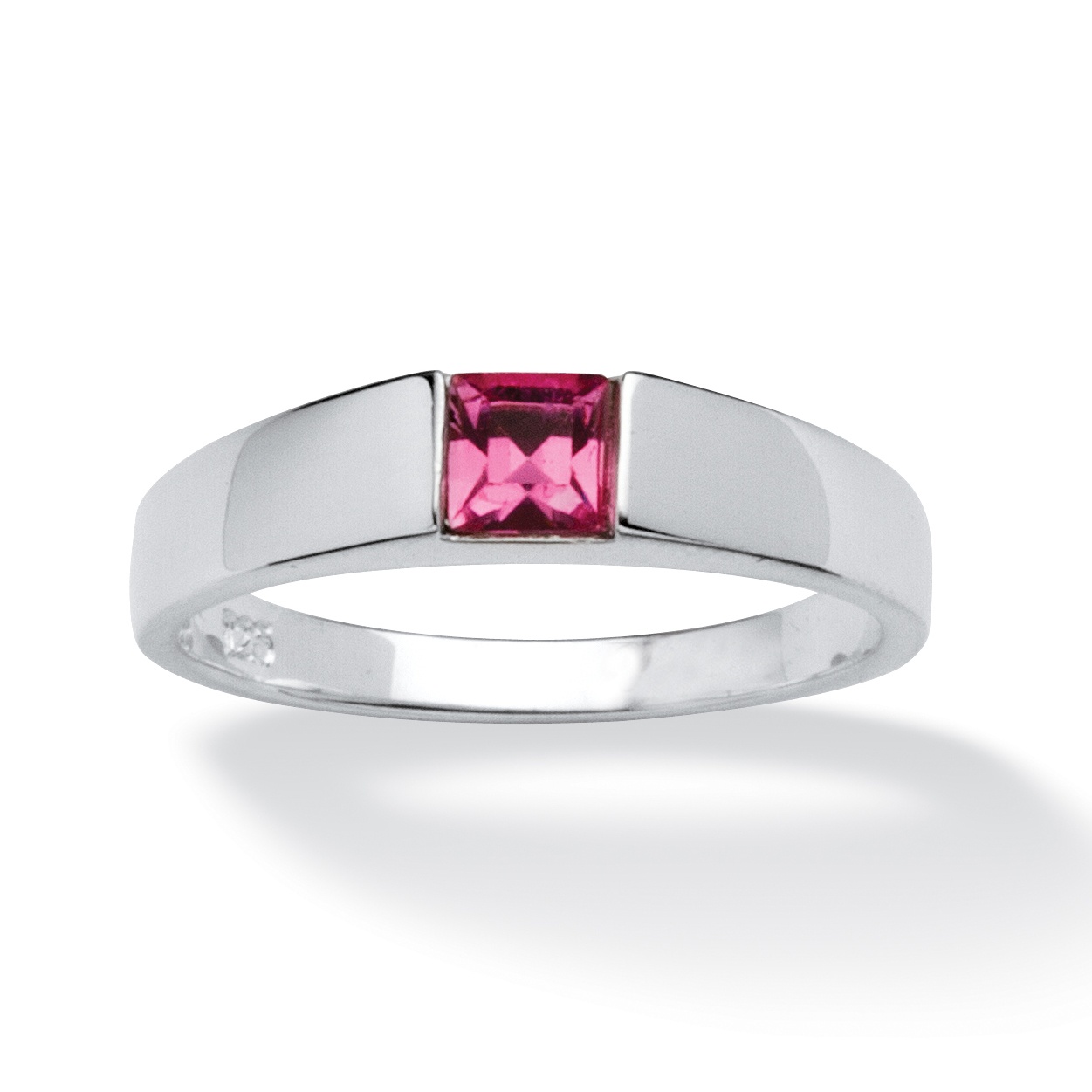 Sterling Silver Princess-Cut Birthstone Stackable Ring