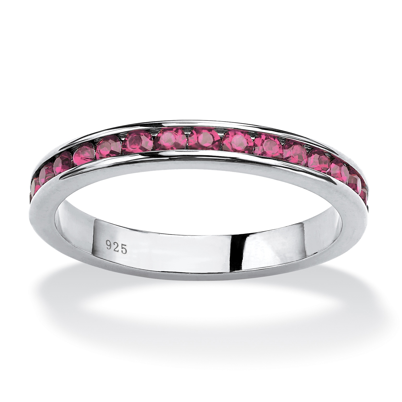 Birthstone Sterling Silver Eternity Band