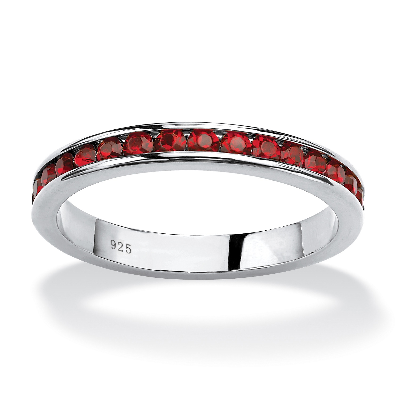 Birthstone Sterling Silver Eternity Band