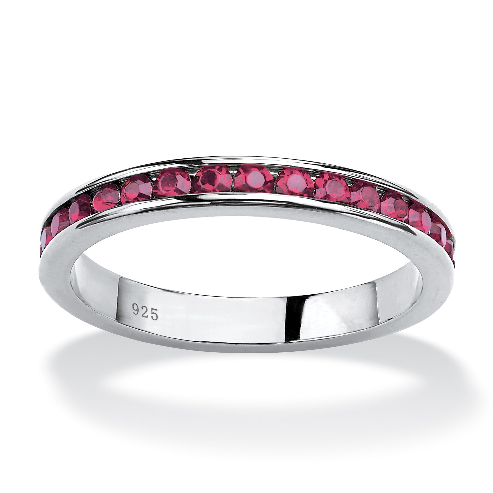Birthstone Sterling Silver Eternity Band