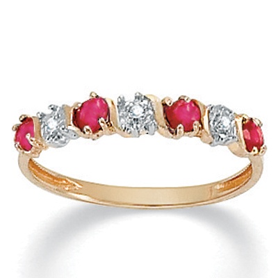 Ruby 10k Gold Ring with Diamond Accents