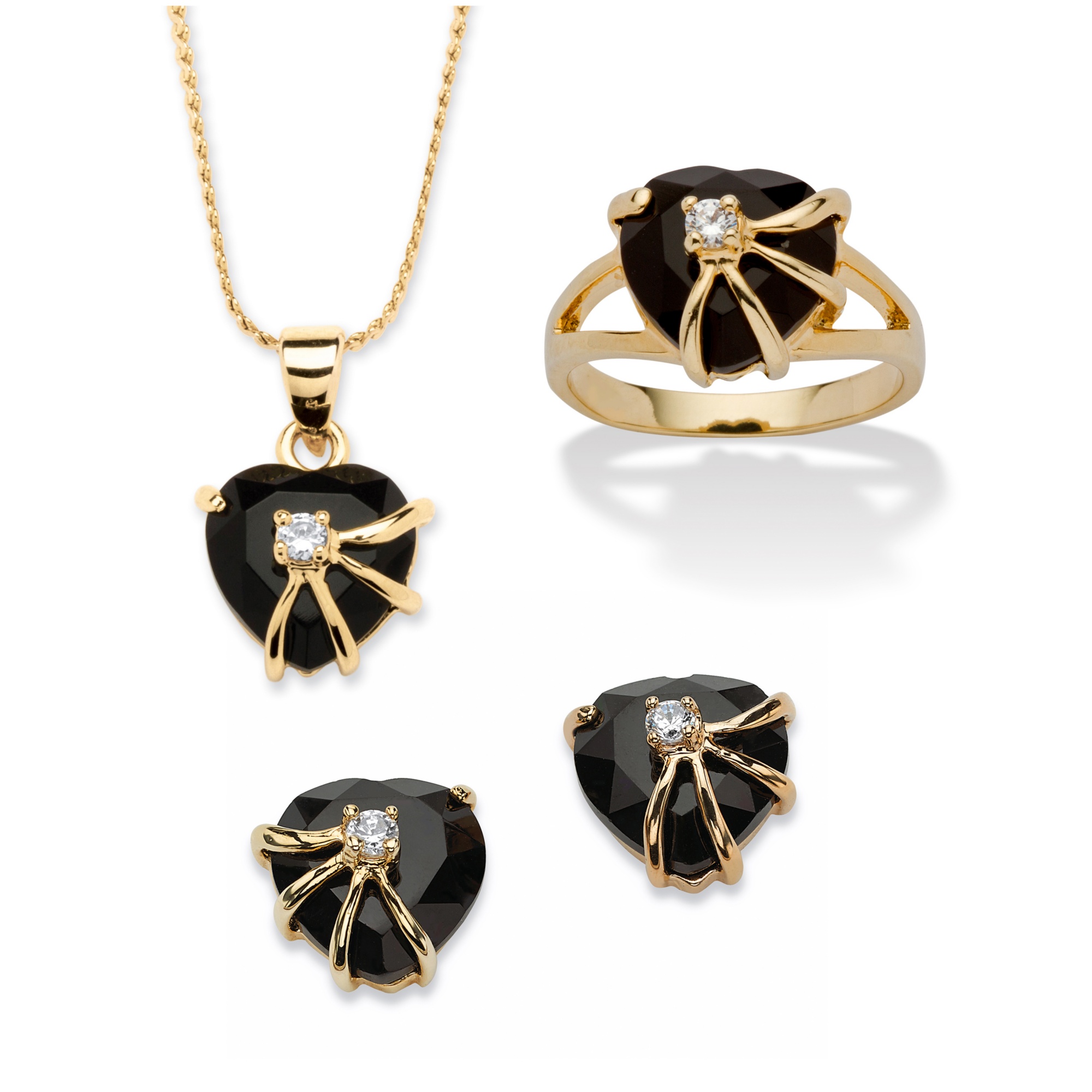 3-Piece DiamonUltra Cubic Zirconia Onyx Set