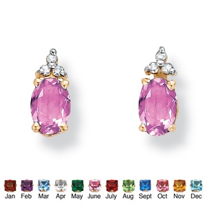 Birthstone & Diamond Accents 10k Gold Earrings