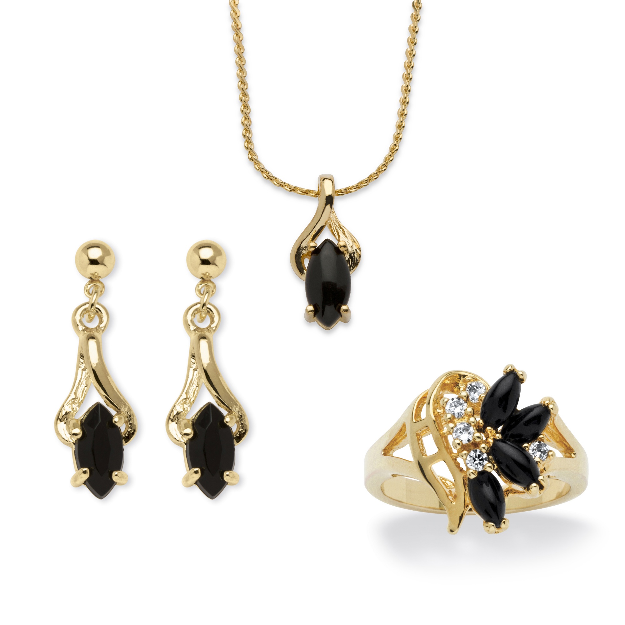3-Piece 14K Gold Onyx Set
