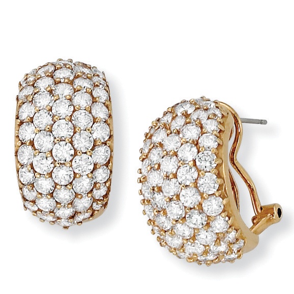 DiamonUltra&trade; CZ 18k/Sterling Silver Dome Earrings