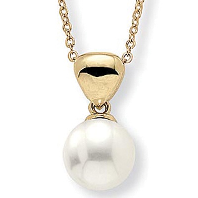 Simulated Pearl Pendant 18" Chain