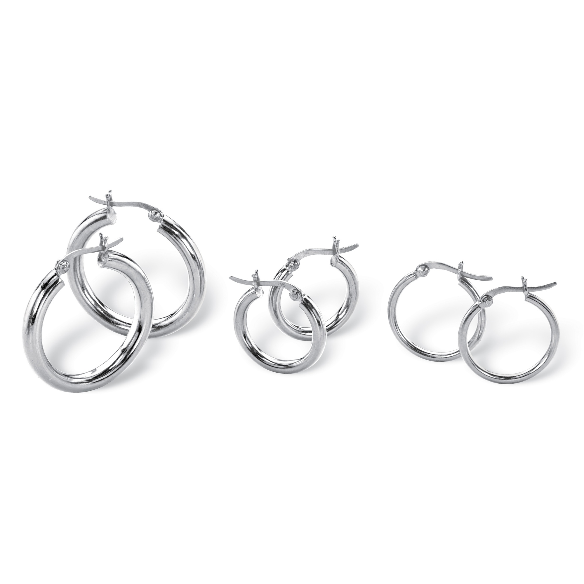 3-Pair Silver Hoop Set