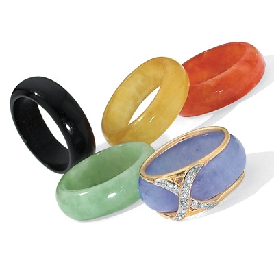 6-Pc. Interchangeable Jade Tutone 14k Gold Ring Set