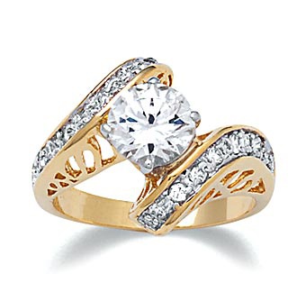 1.97 CT TW DiamonUltra&trade; Cubic Zirconia Bypass Cutout Ring in 14k ...