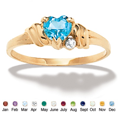 Birthstone & Diamond Accent 10k Heart Ring