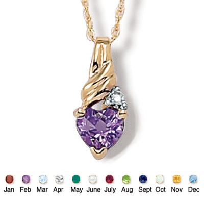Birthstone 10k Gold Pendant 18" Rope Chain