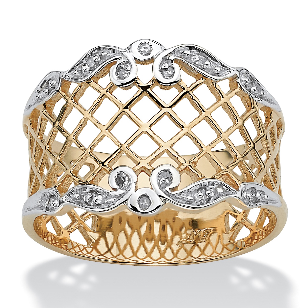 10k Gold Diamond Accent Lattice Band Ring