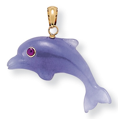 Jade 14k Gold Dolphin Pendant