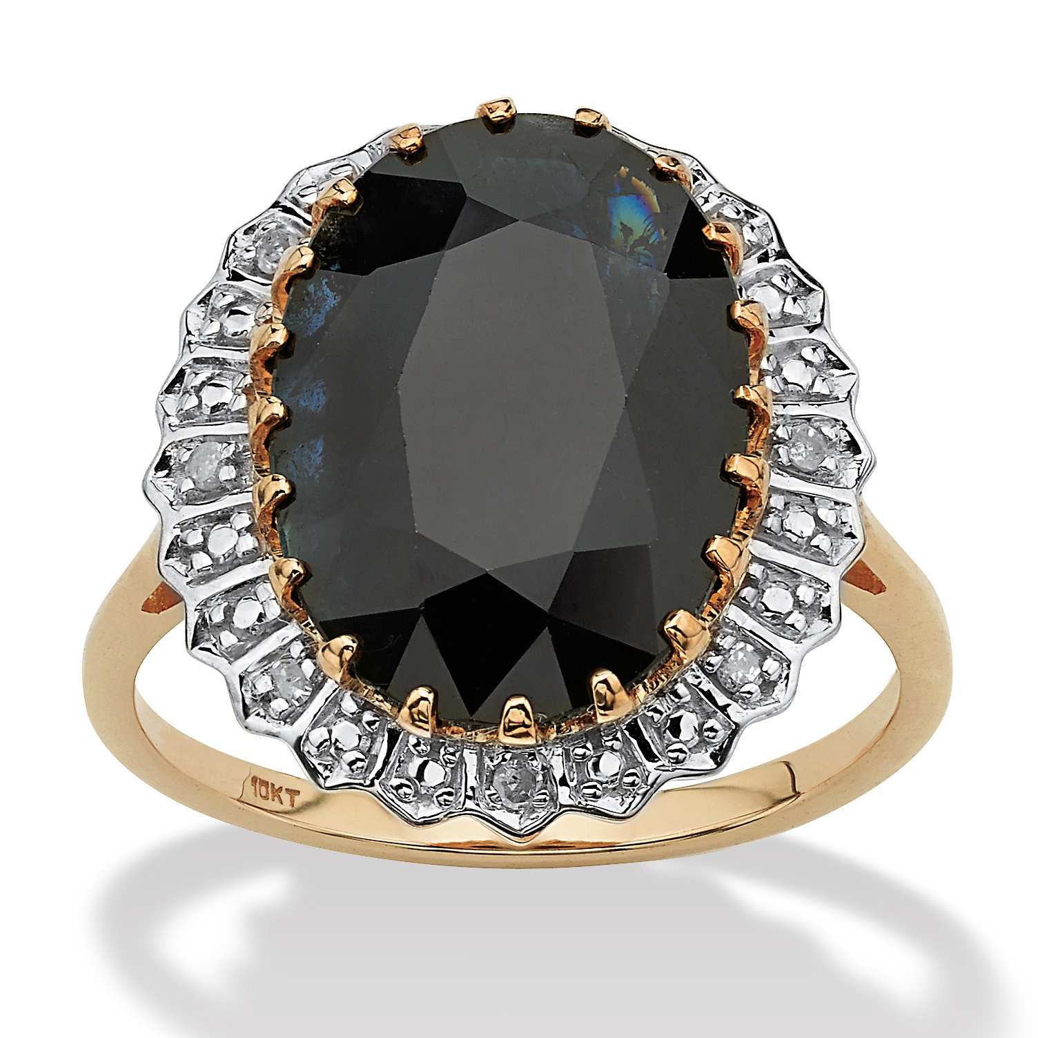 Tutone 10k Gold Midnight Blue Sapphire and Diamond Accent Ring