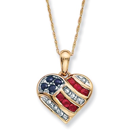 Ruby 10k Gold Patriotic Pendant