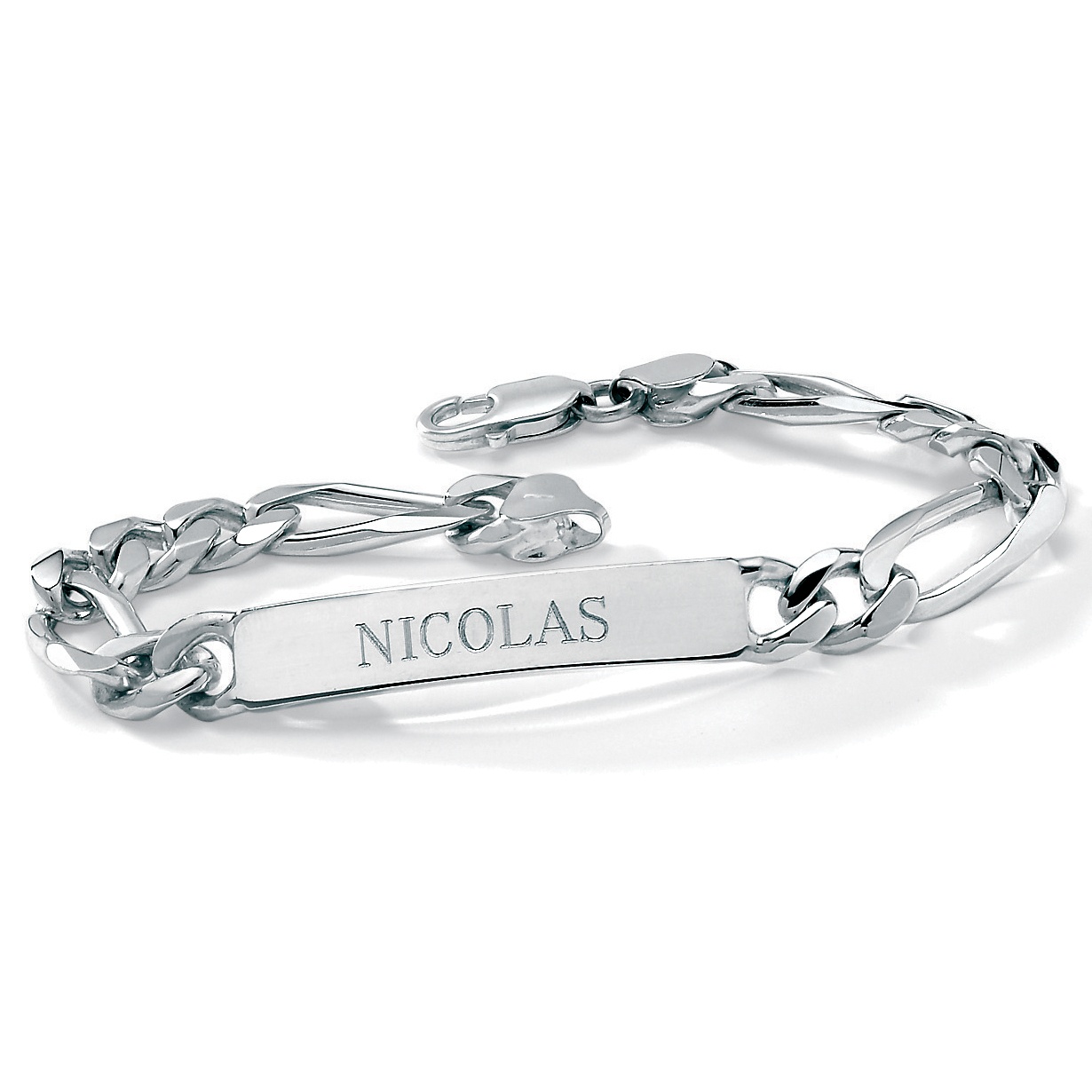 Men's Sterling Silver Figaro I.D. Bracelet 8 1/2