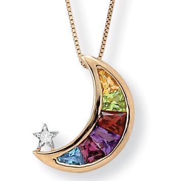 Multi-Gemstone Moon Pendant