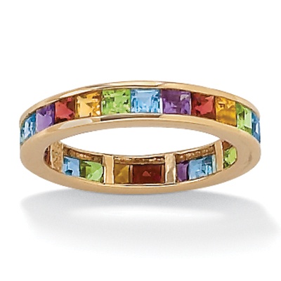 Multi-Gemstone 10k Eternity Ring