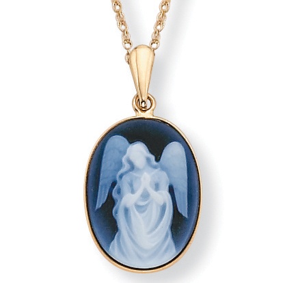 10k/Chalcedony Angel Pendant 18"