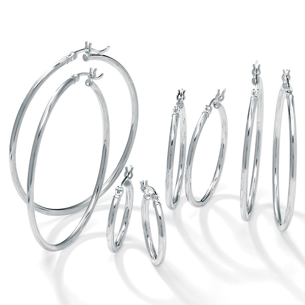 4-Pair Silver Hoop Earring Set
