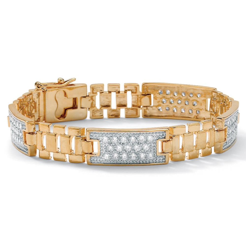 Men's DiamonUltra™ CZ 18k/Sterling Silver Bracelet 8 1/4"