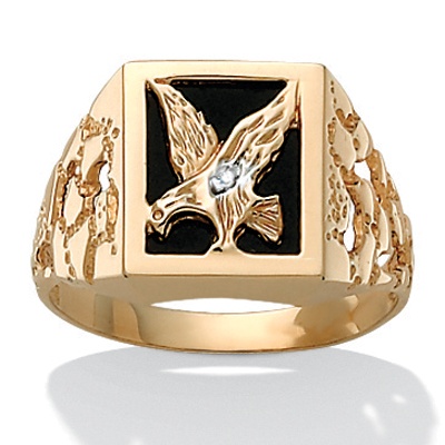 Men's Onyx 10k Gold Eagle Ring