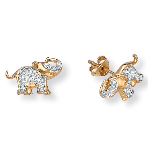 Diamond Accent 10k Elephant Earrings