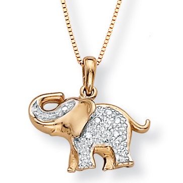 Diamond Accent 10k Elephant Pendant