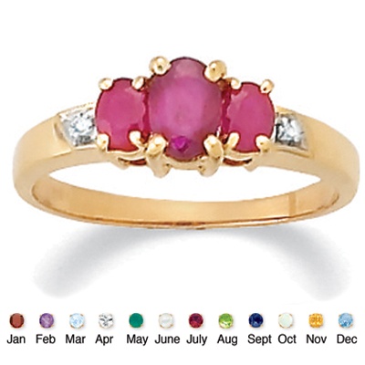 10k Gold Birthstone & Diamond Accents Ring