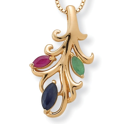 Multi-Gem 18k/Sterling Silver Pendant