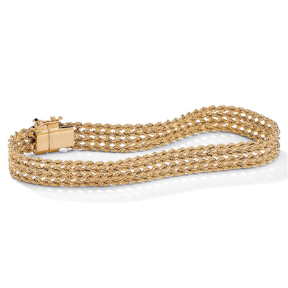 10k Braided Rope Bracelet 7 1/4"