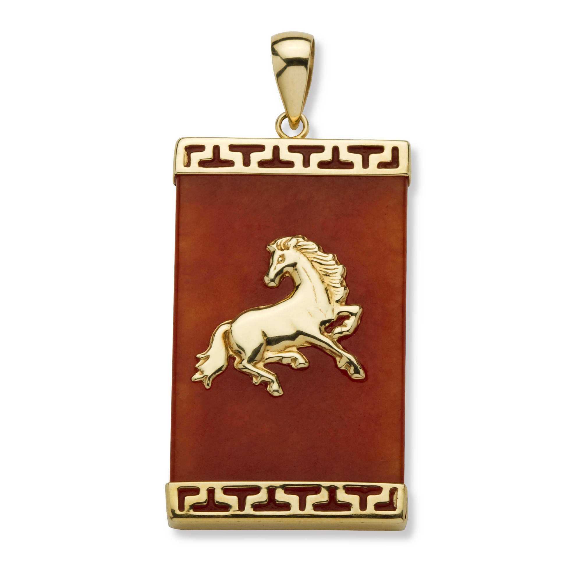 Jade 14k Gold Horse Pendant