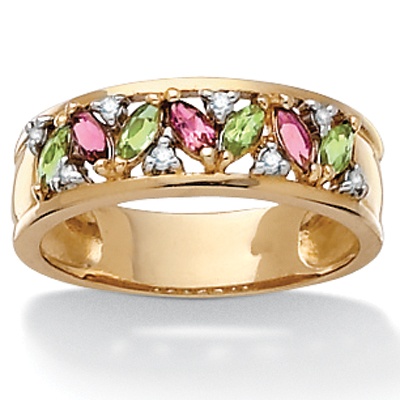 Peridot/Tourmaline 10k Gold Ring