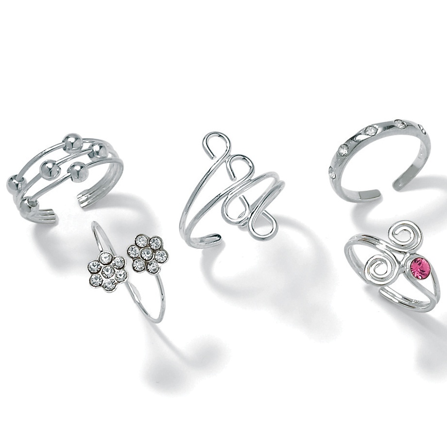 5-Piece Silver Toe Ring Set