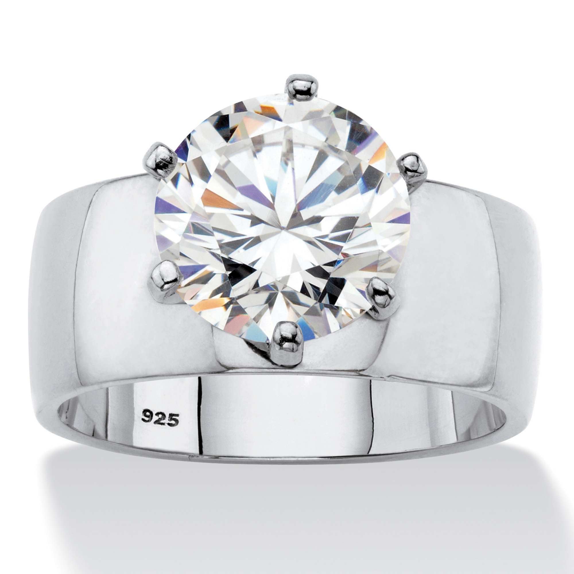 Sterling Silver Round DiamonUltra&trade; Cubic Zirconia Solitaire Ring