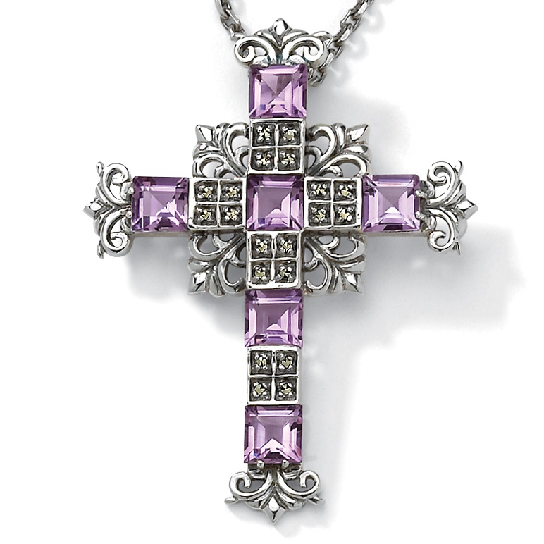 Amethyst Sterling Silver Cross Pendant