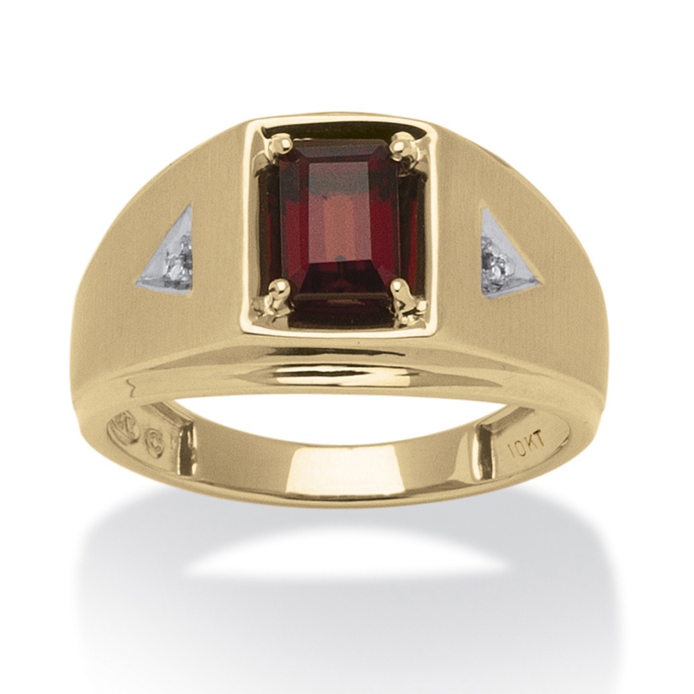 Men's Garnet 10k Gold Ring