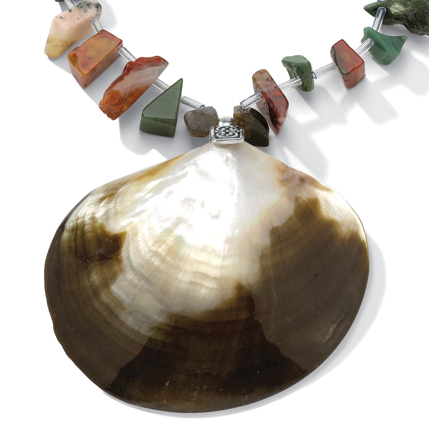 Shell Sterling Silver Pendant-Necklace 16"-18"