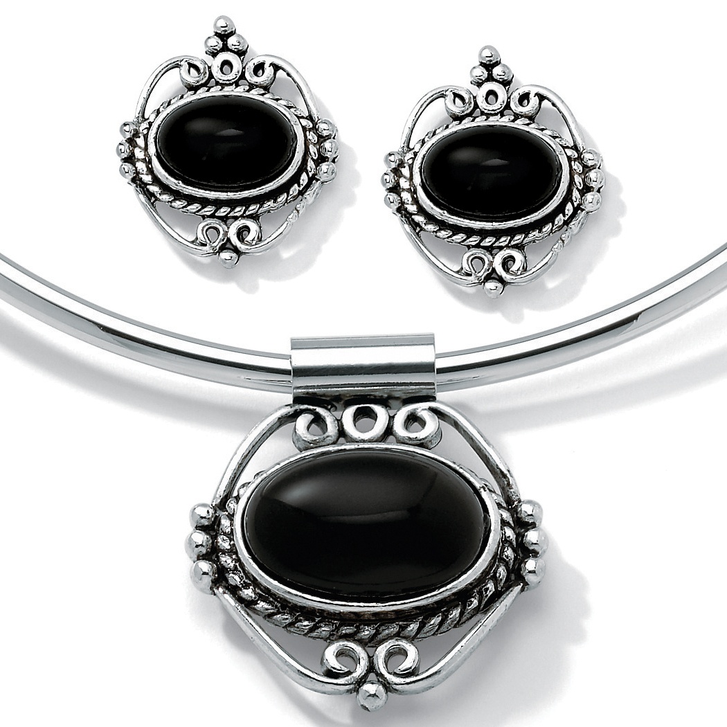2-Piece Onyx Collar/Earring Set