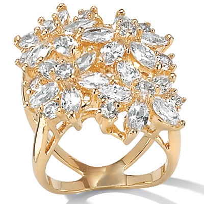 18k Gold over Sterling Silver DiamonUltra&trade; Cubic Zirconia Bouquet Ring