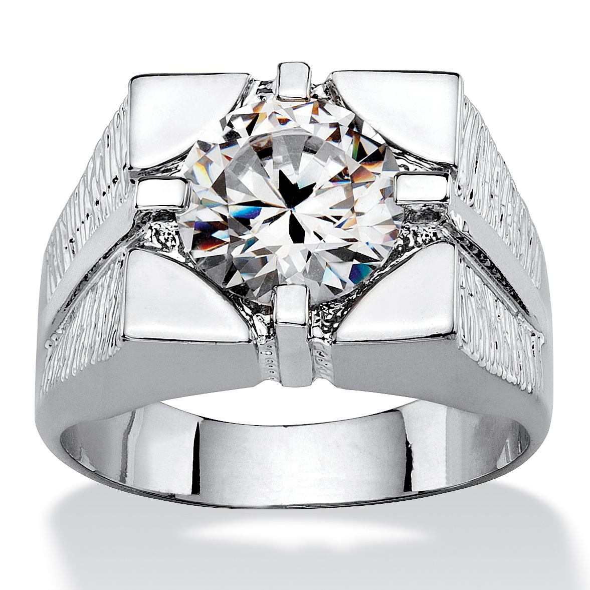 Men's Sterling Silver DiamonUltra&trade; Cubic Zirconia Ring