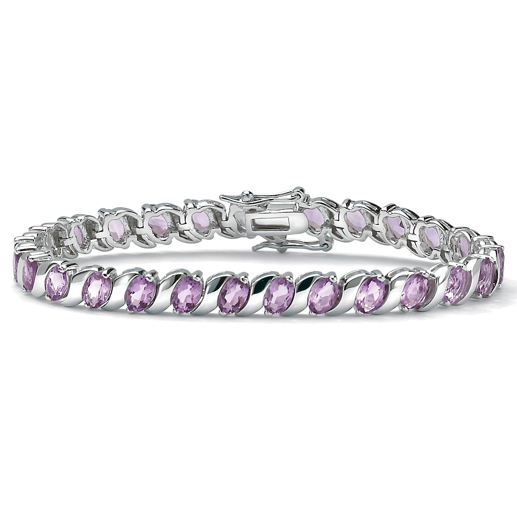 Amethyst Sterling Silver Tennis Bracelet 7 1/2"