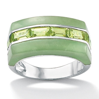 Green Jade/Peridot Silver Ring