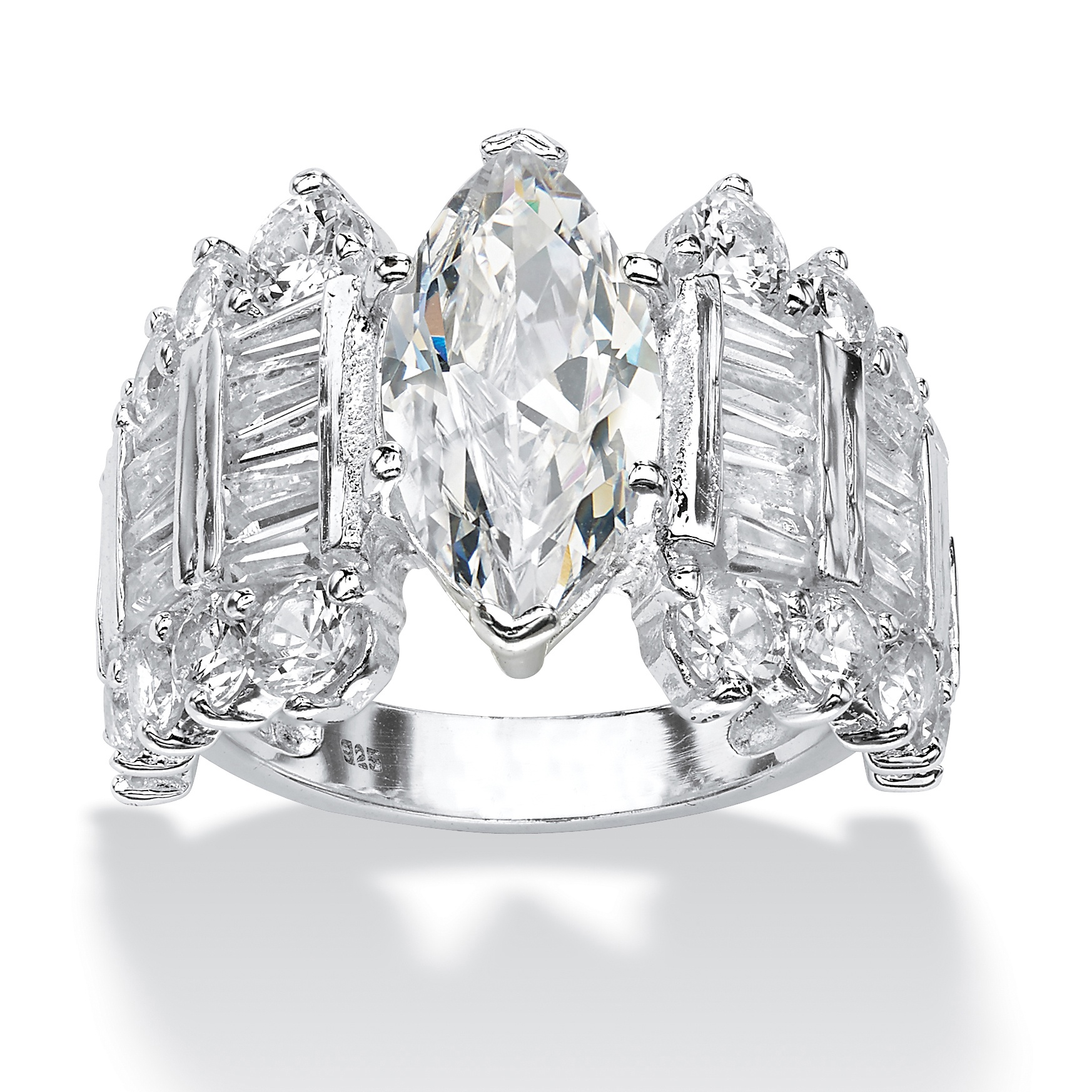 DiamonUltra&trade; CZ Silver Marquise Ring