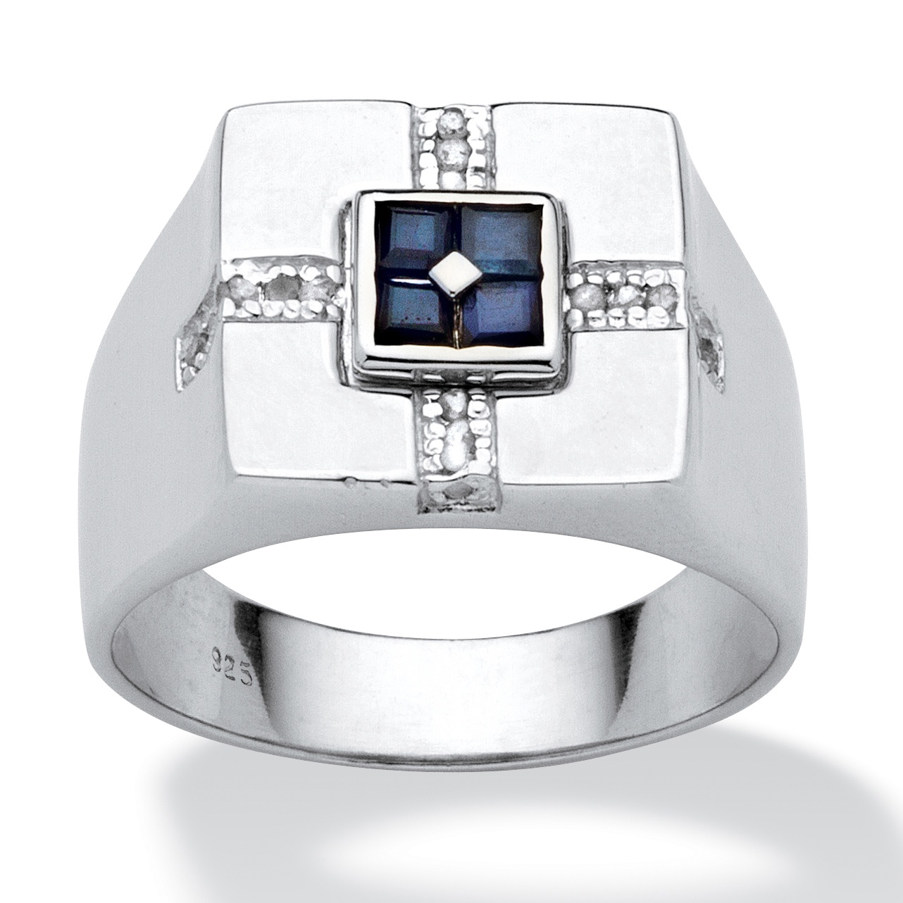 Men's Blue Sapphire Silver Ring