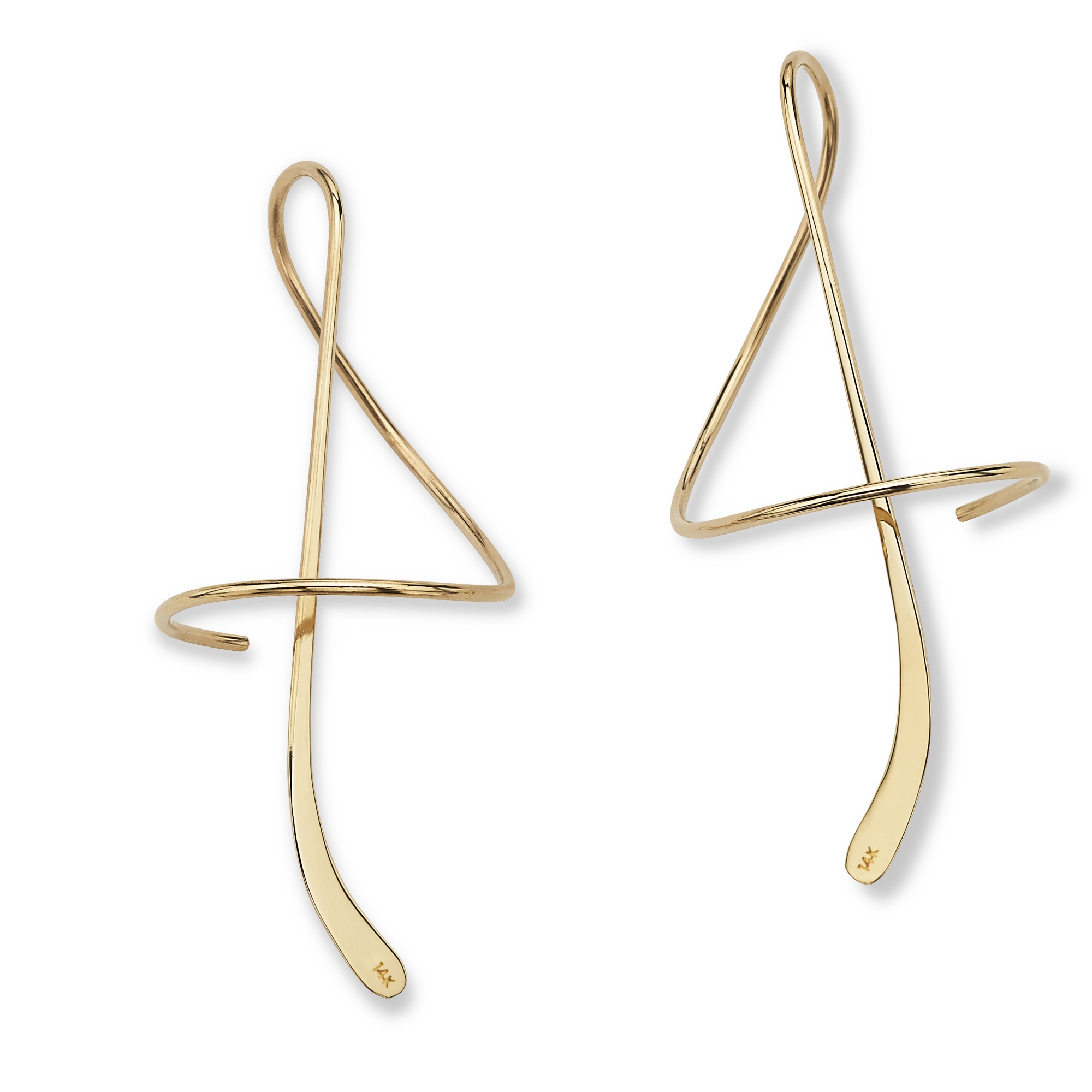 14k Gold Spiral Pierced Earrings